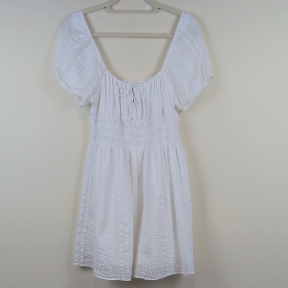 Aritzia Sunday Best Kay Puff-Sleeve Mini Dress Organic Cotton Size L - Picture 2 of 10